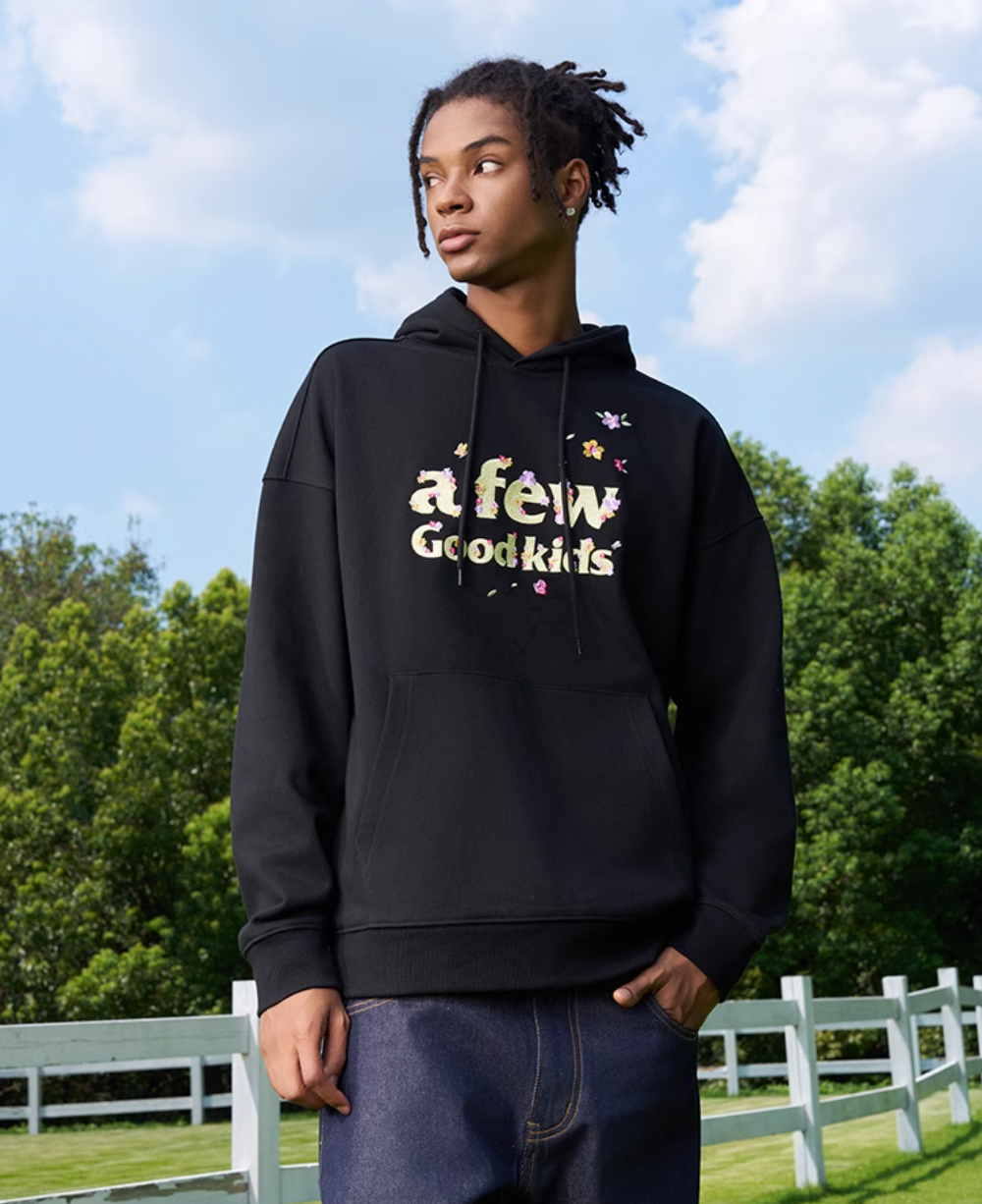 AFGK Butterfly Flower Flying Embroidery Hoodie