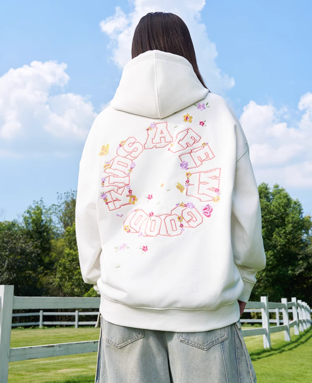 AFGK Butterfly Flower Flying Embroidery Hoodie