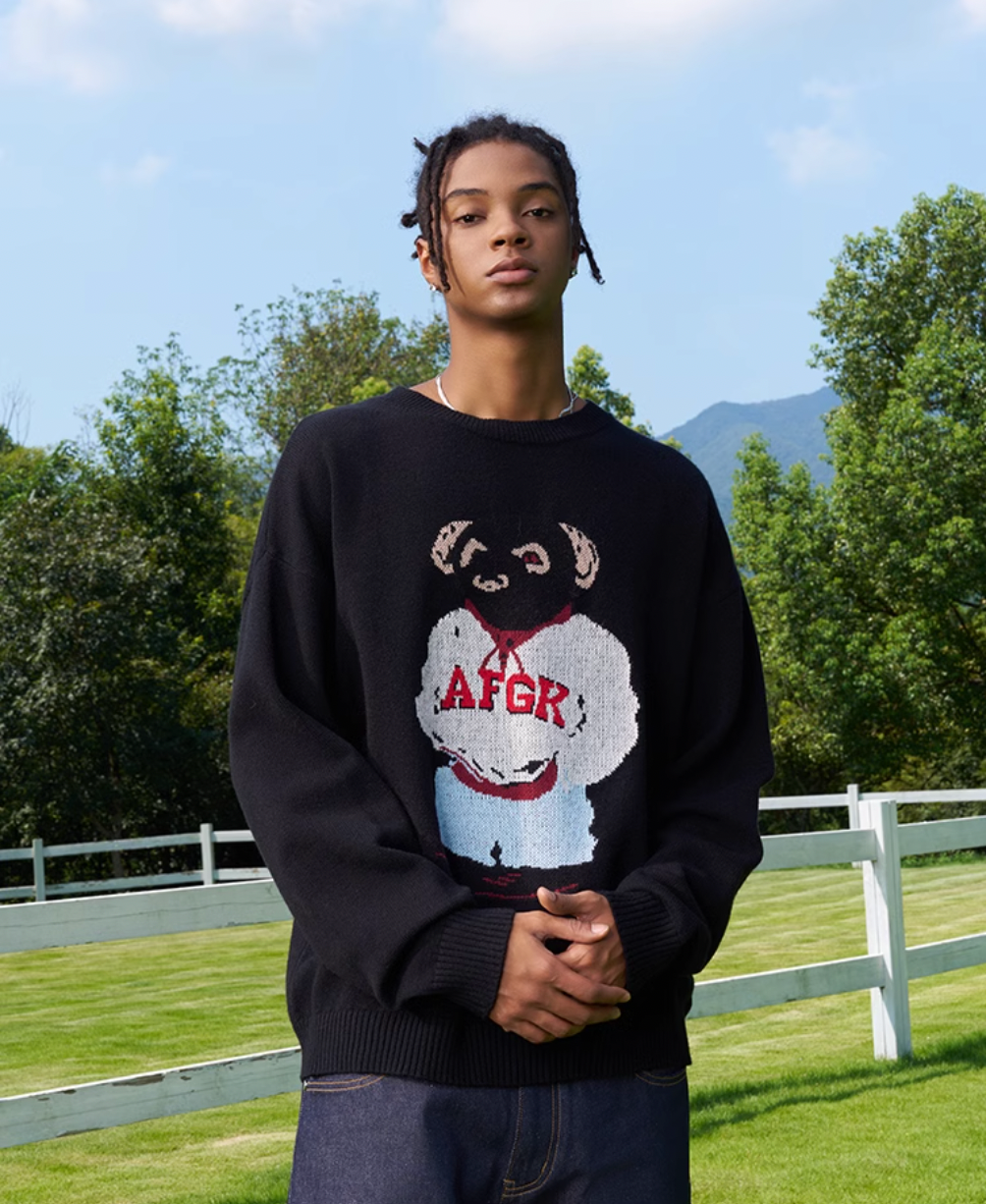 AFGK Bear Jacquard Knit Sweater