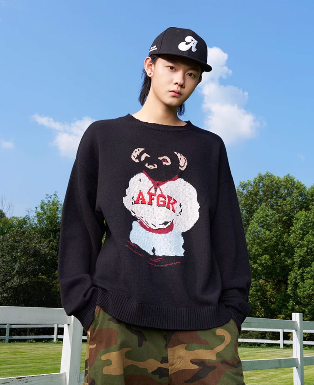 AFGK Bear Jacquard Knit Sweater