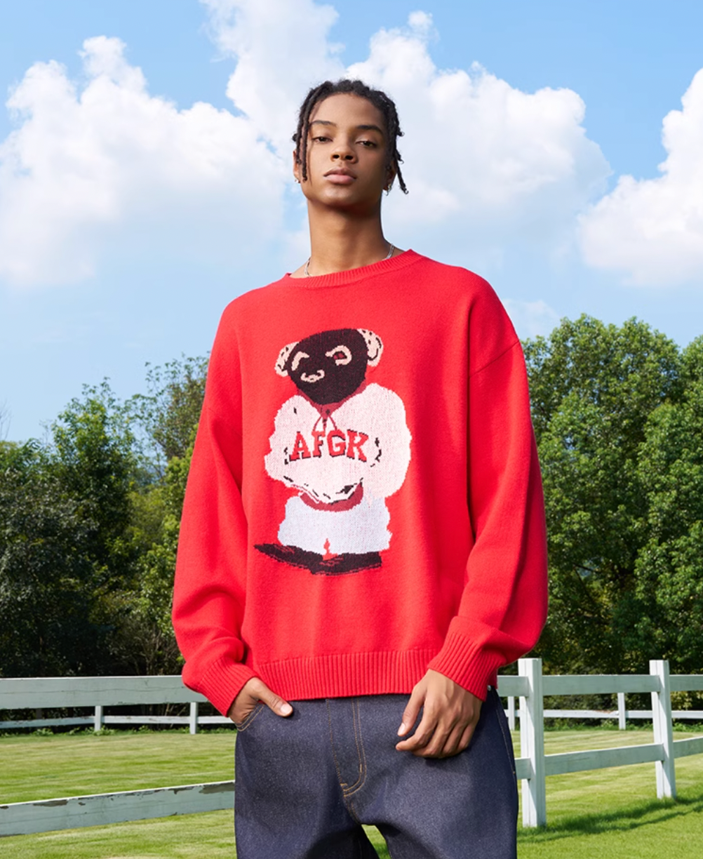 AFGK Bear Jacquard Knit Sweater