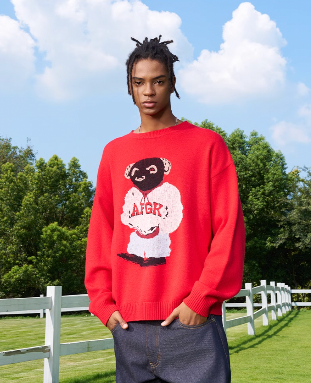 AFGK Bear Jacquard Knit Sweater