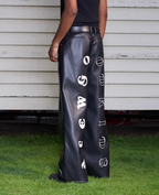 AFGK Punk Embroidery Leather Pants