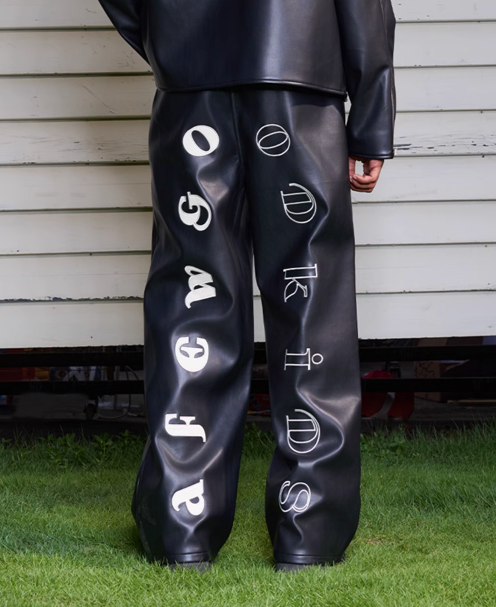 AFGK Punk Embroidery Leather Pants