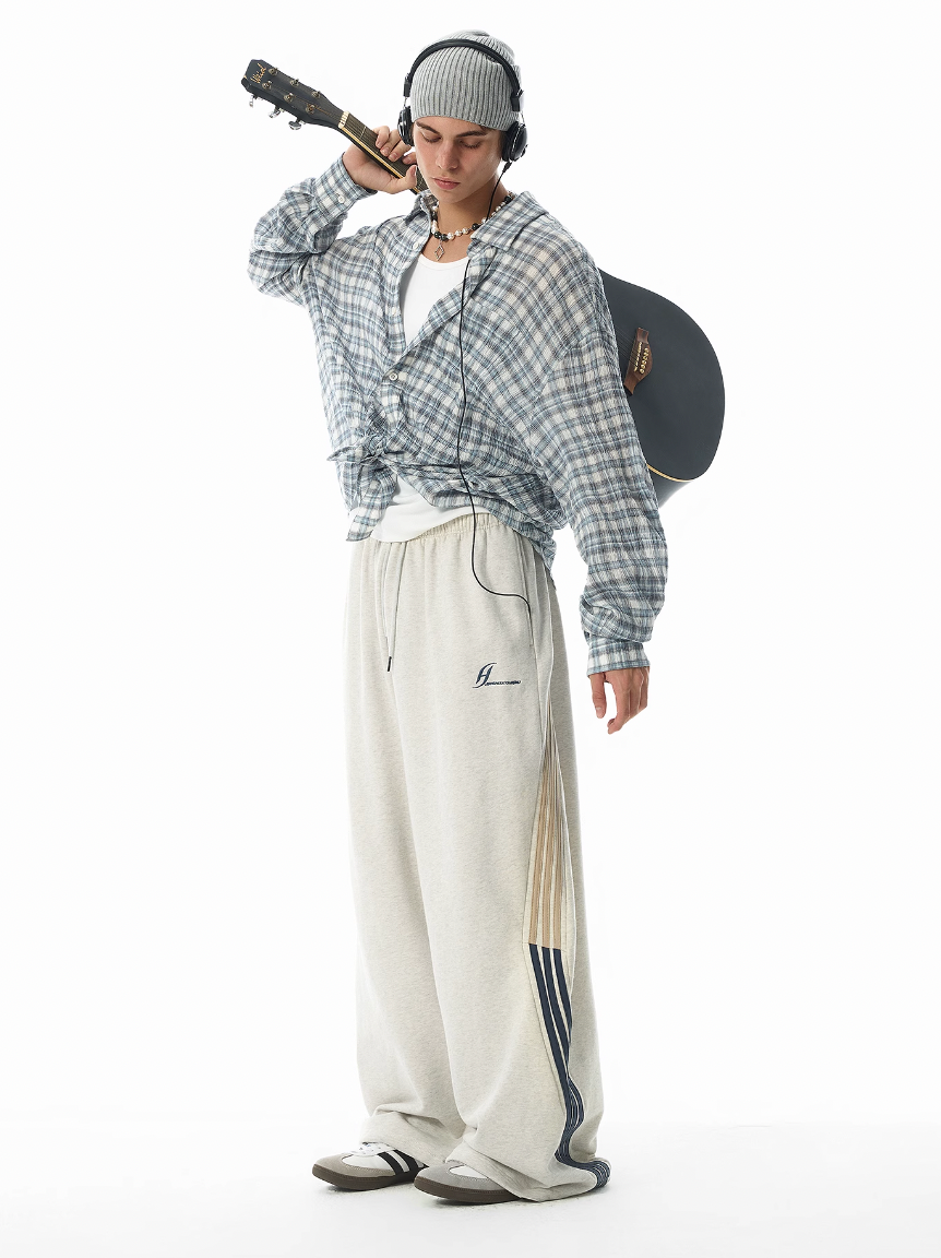 JHYQ Pleated Plaid Long Sleeved Shirt