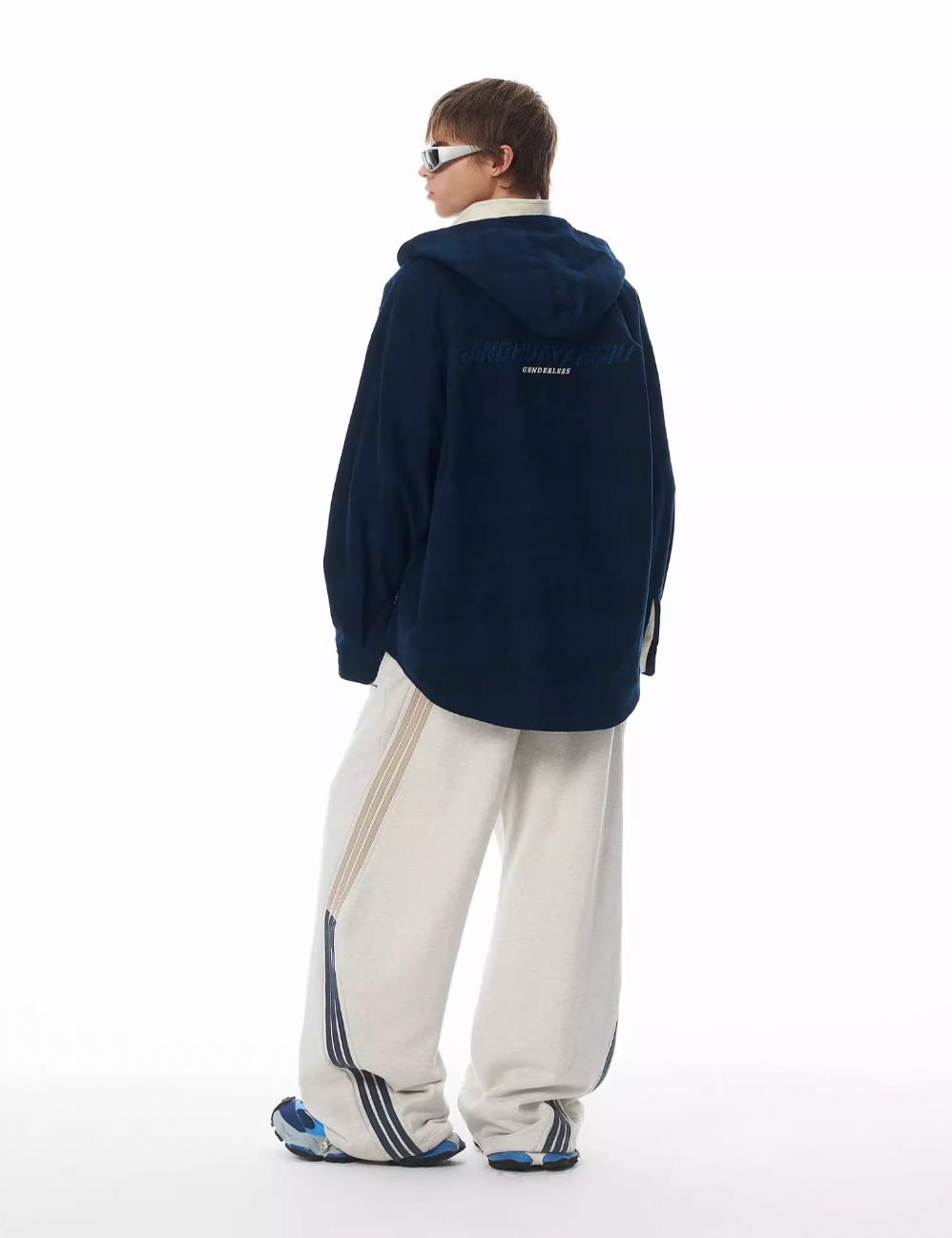 JHYQ Work Plaid Embroidery Hooded Shirt Jacket