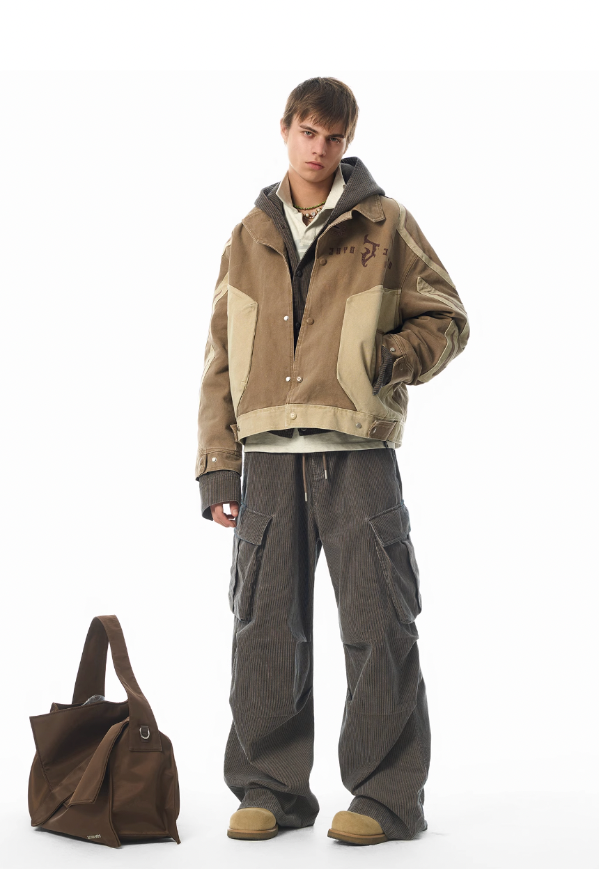 JHYQ Contrast Color Stitching Canvas Work Jacket