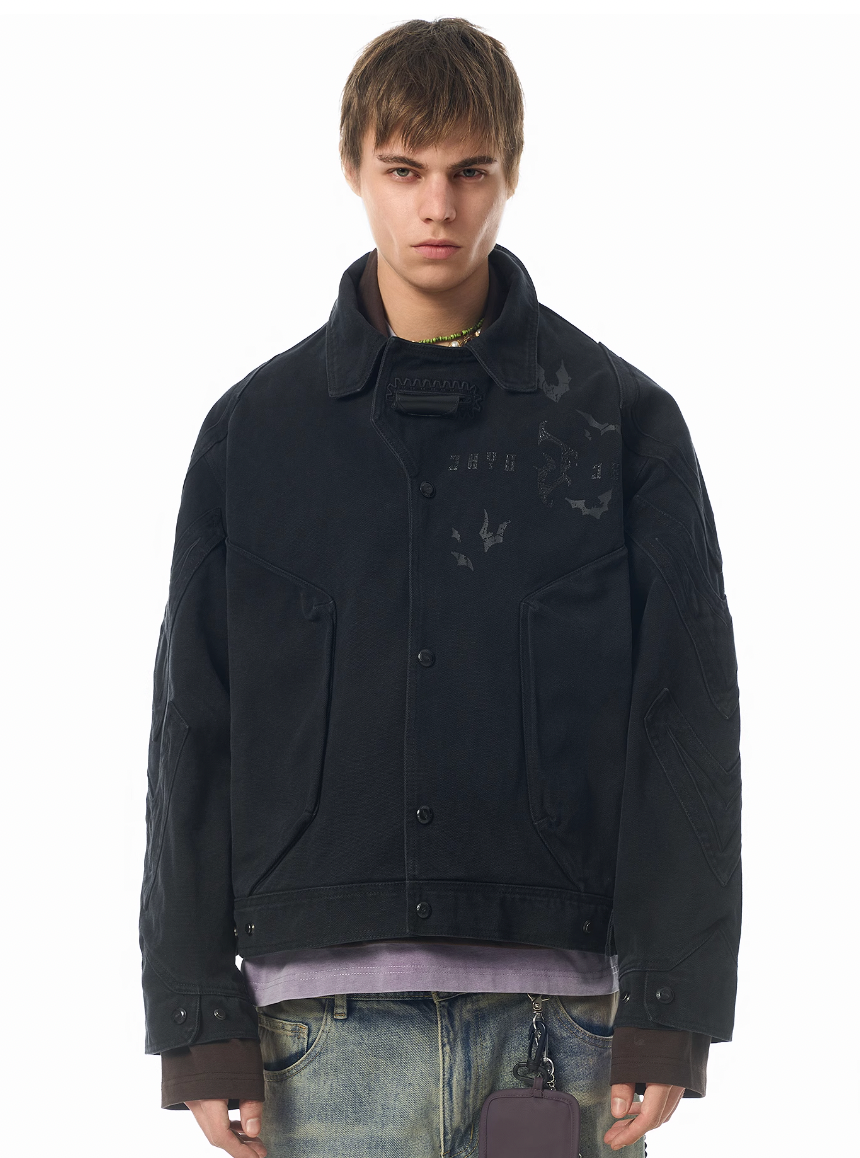 JHYQ Contrast Color Stitching Canvas Work Jacket