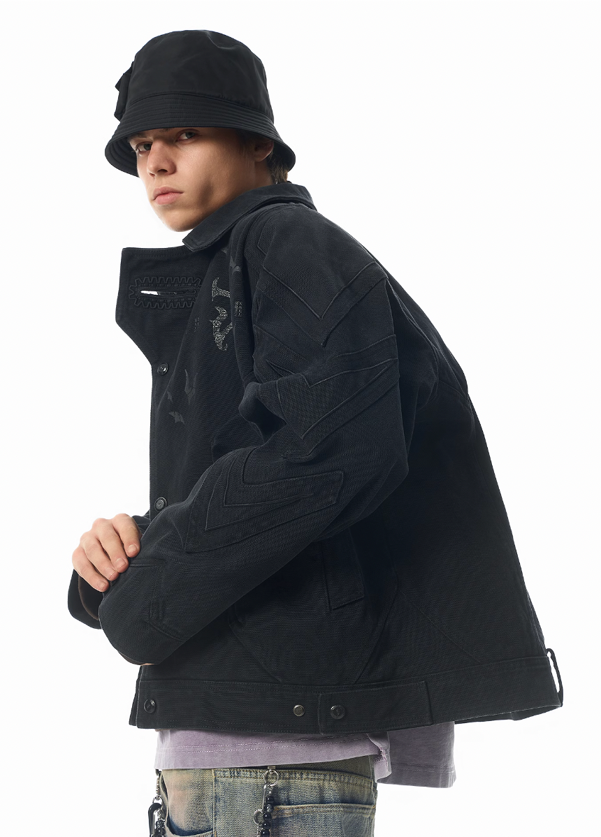 JHYQ Contrast Color Stitching Canvas Work Jacket