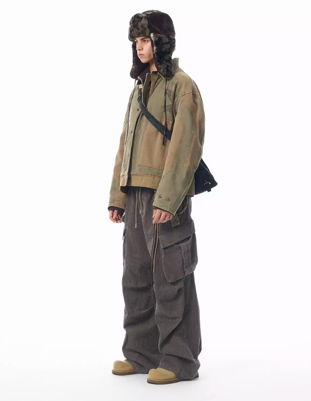 JHYQ Contrast Color Stitching Printed Canvas Work Jacket