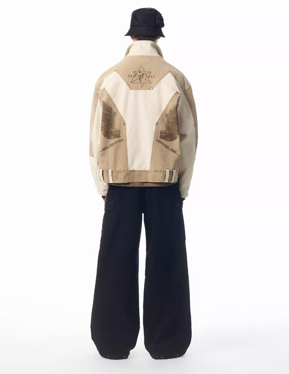 JHYQ Contrast Color Stitching Printed Canvas Work Jacket