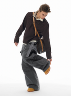 JHYQ Short Box Silhouette Letter Printing Long Sleeved Polo