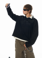 JHYQ Short Box Silhouette Letter Printing Long Sleeved Polo