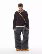 JHYQ Contrast Color Pleated Baggy Cargo Pants
