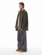 JHYQ Contrast Color Pleated Baggy Cargo Pants