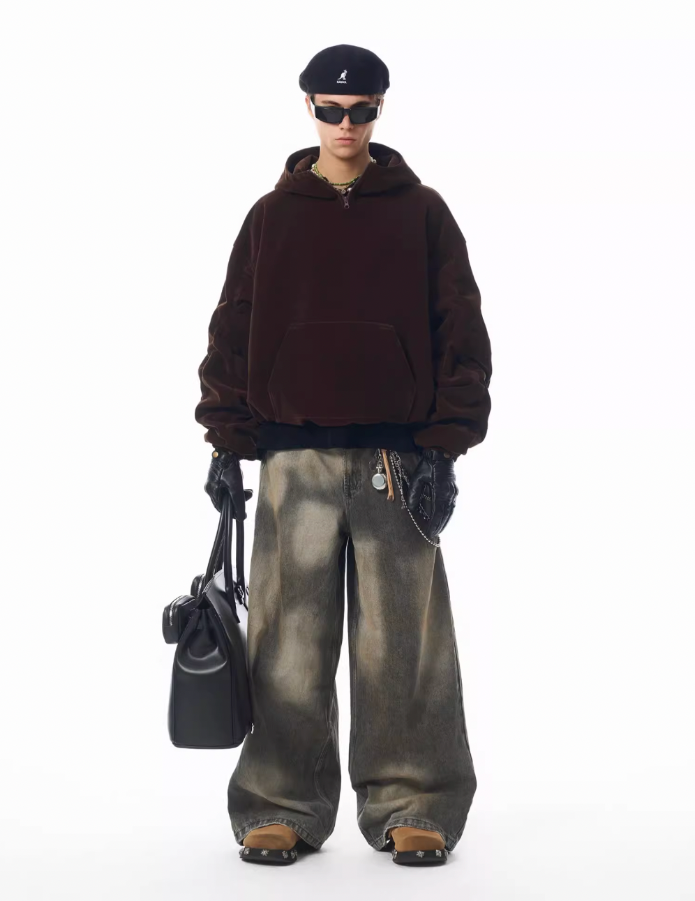 JHYQ Washed Dirty Dyed Gray Baggy Jeans