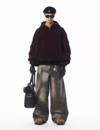 JHYQ Washed Dirty Dyed Gray Baggy Jeans
