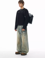 JHYQ Vintage Dirty Dyed Washed Baggy Jeans