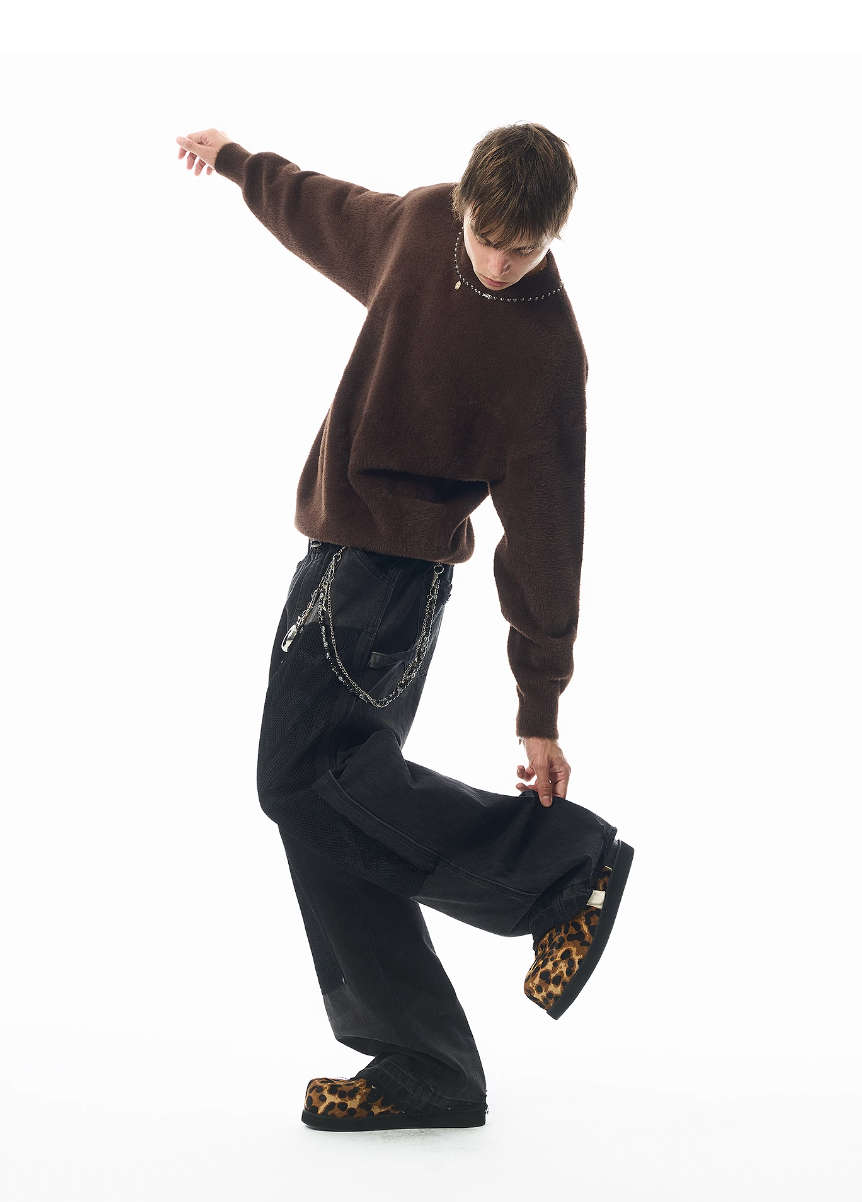JHYQ Mesh Stitching Double Knee Jeans