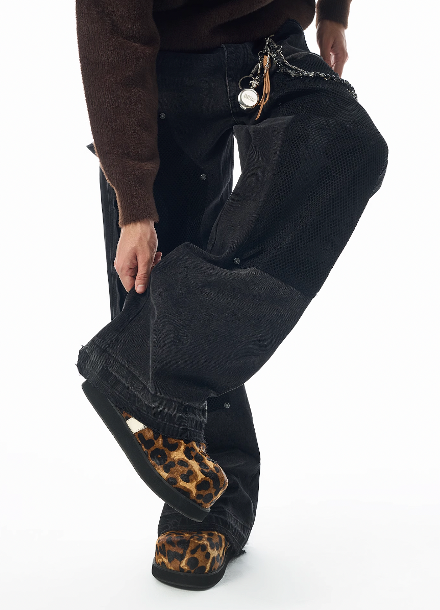 JHYQ Mesh Stitching Double Knee Jeans
