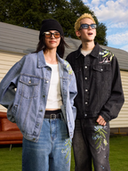 Harsh and Cruel Floral Embroidered Washed Denim Jacket