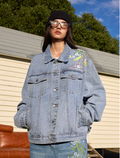 Harsh and Cruel Floral Embroidered Washed Denim Jacket