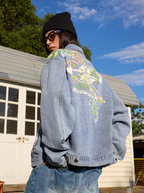 Harsh and Cruel Floral Embroidered Washed Denim Jacket