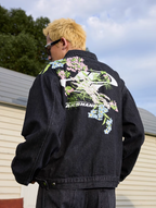 Harsh and Cruel Floral Embroidered Washed Denim Jacket