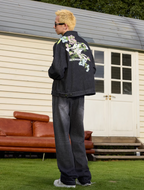 Harsh and Cruel Floral Embroidered Washed Denim Jacket