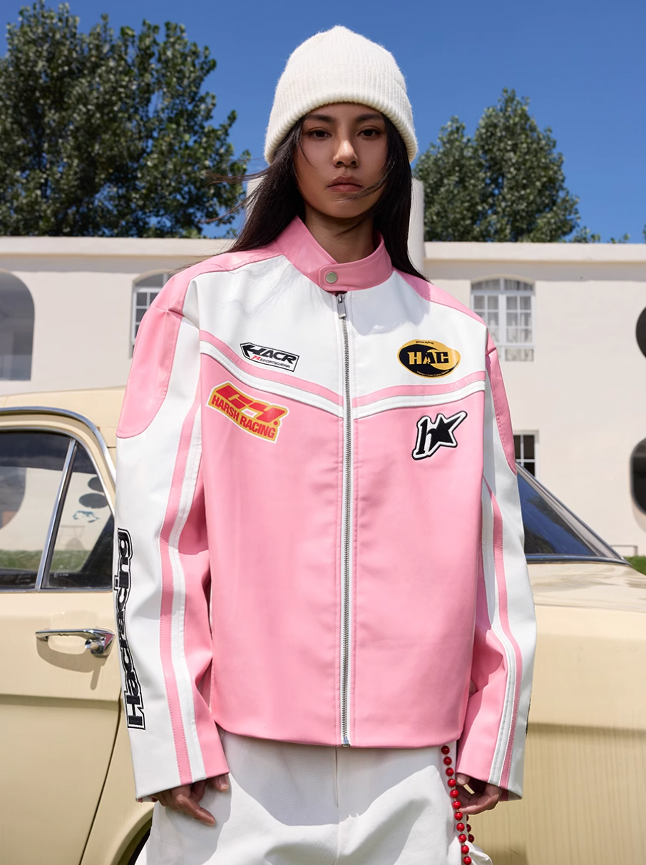 Harsh and Cruel Barbie Pink Embroidered Racing Jacket