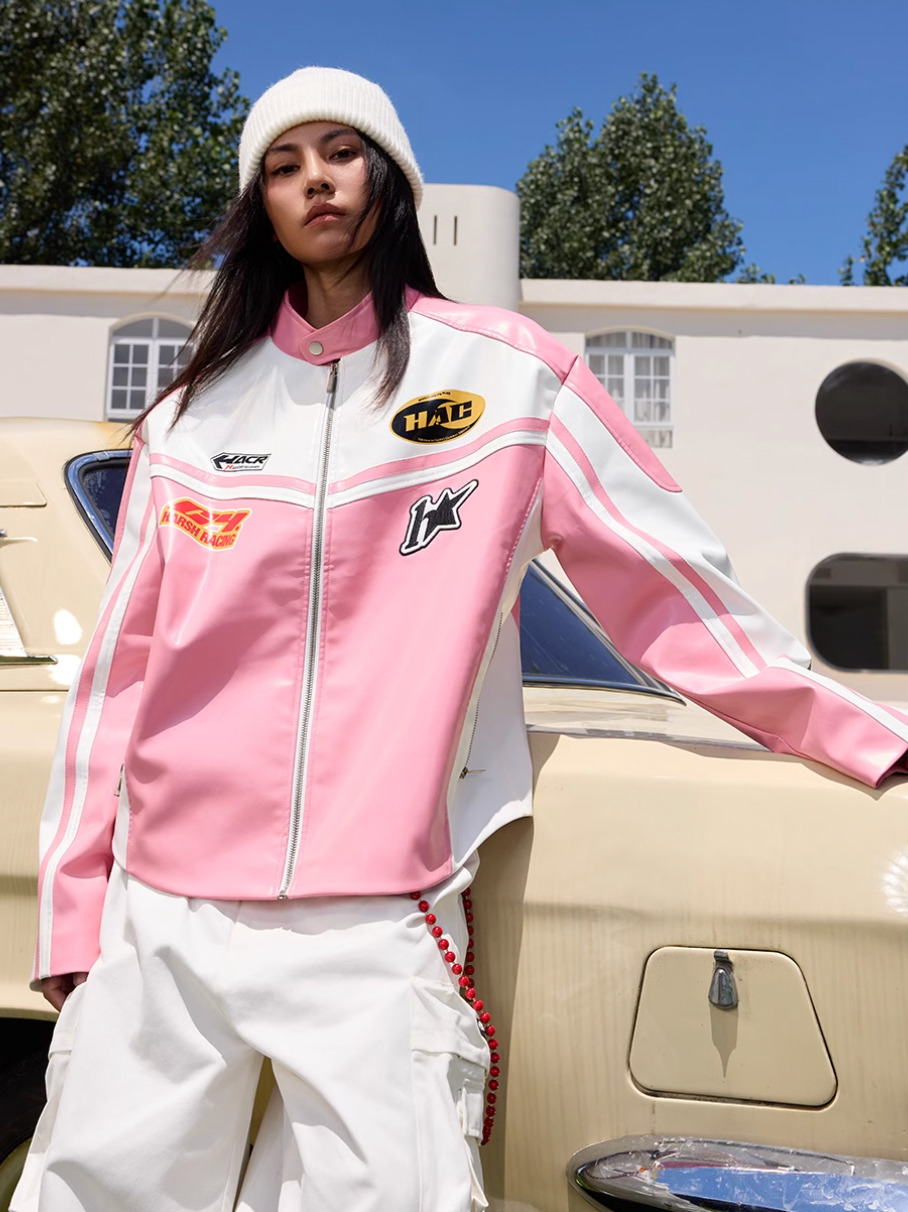 Harsh and Cruel Barbie Pink Embroidered Racing Jacket
