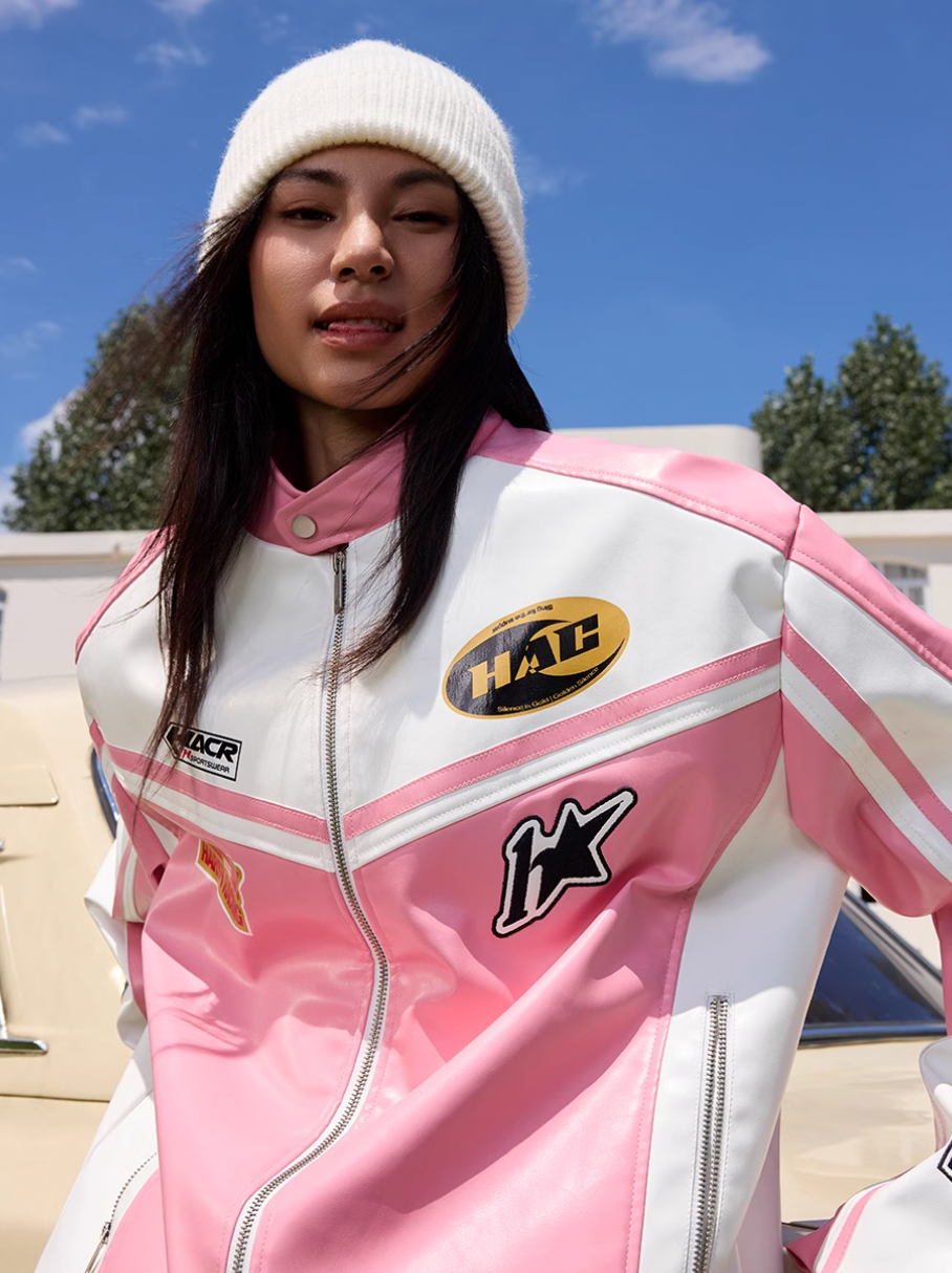 Harsh and Cruel Barbie Pink Embroidered Racing Jacket