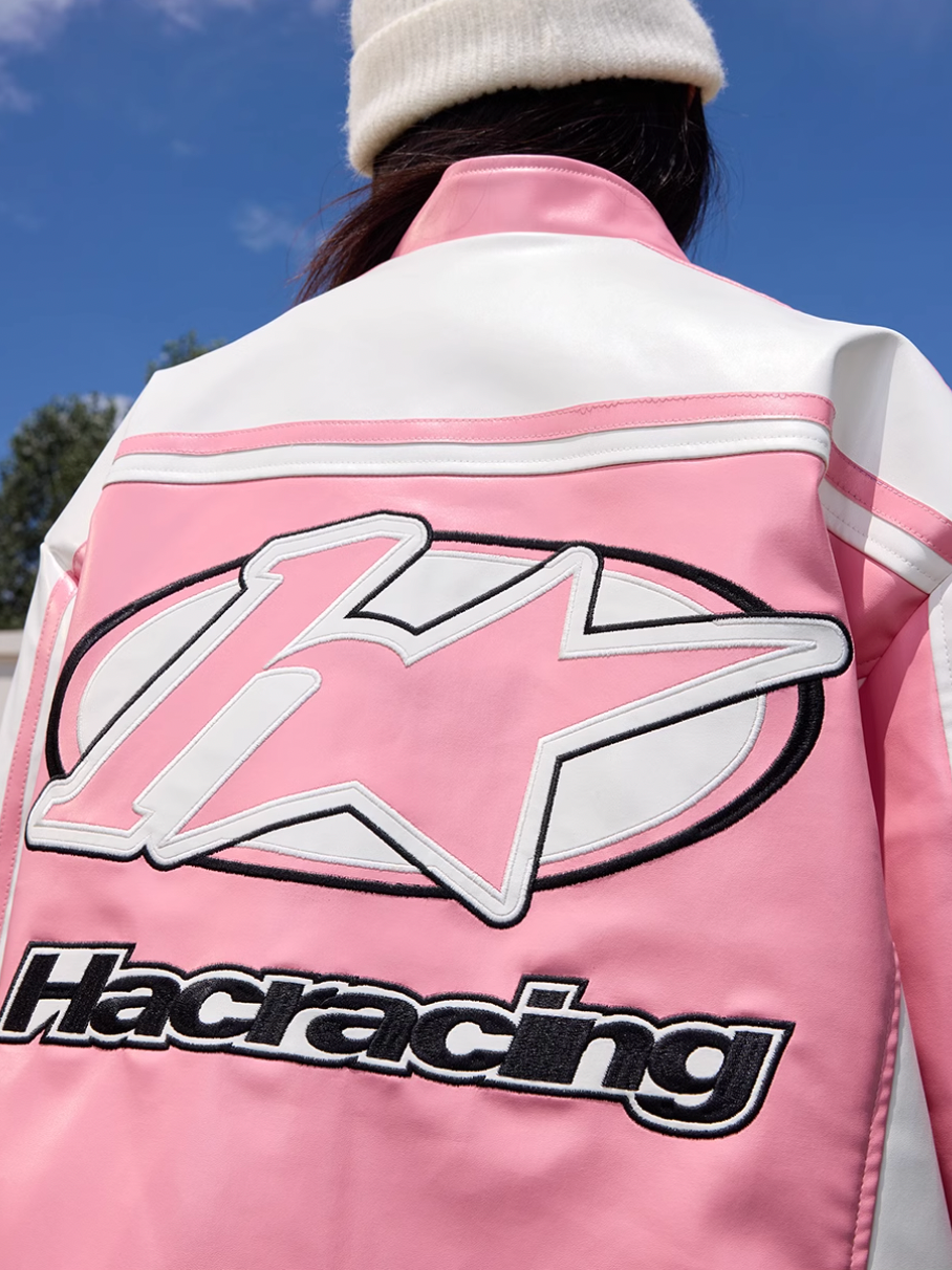 Harsh and Cruel Barbie Pink Embroidered Racing Jacket
