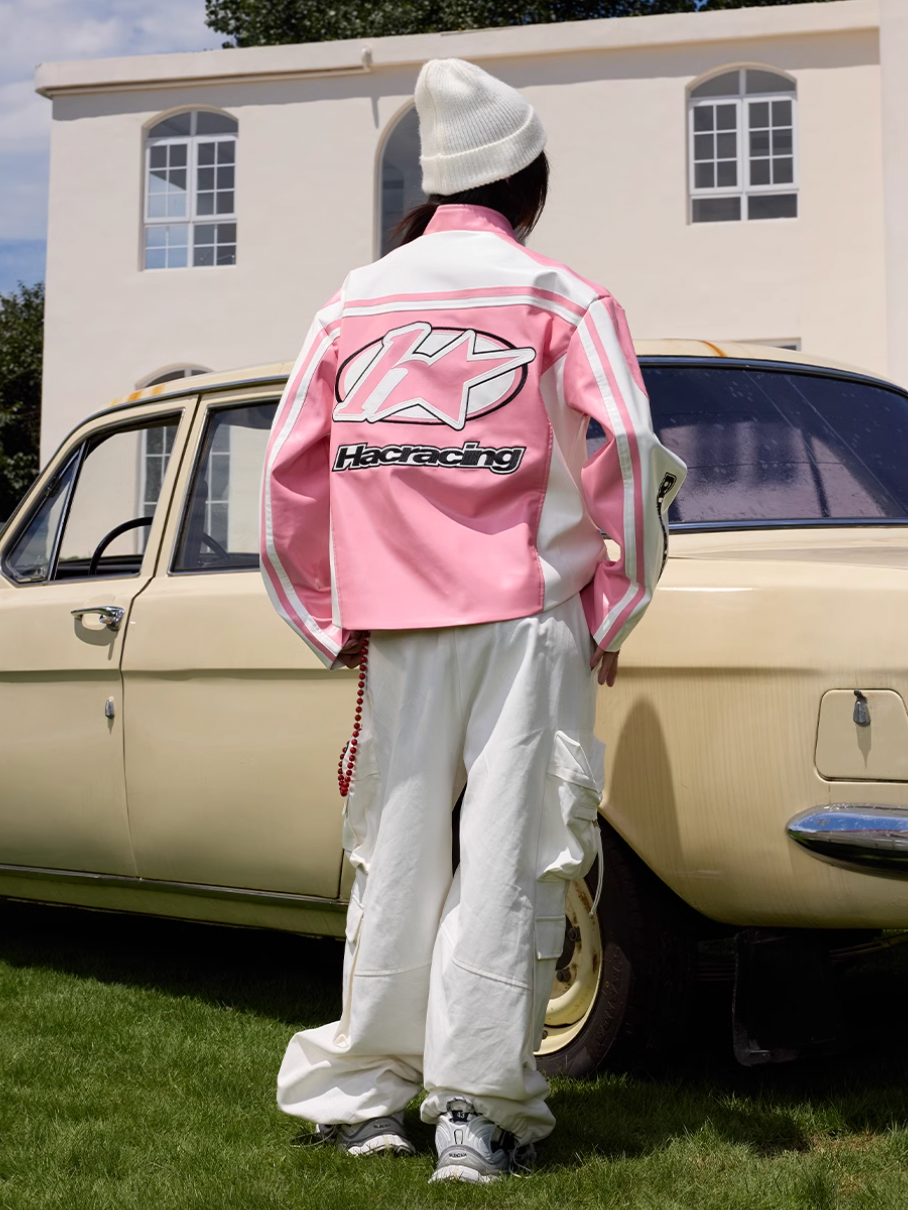 Harsh and Cruel Barbie Pink Embroidered Racing Jacket
