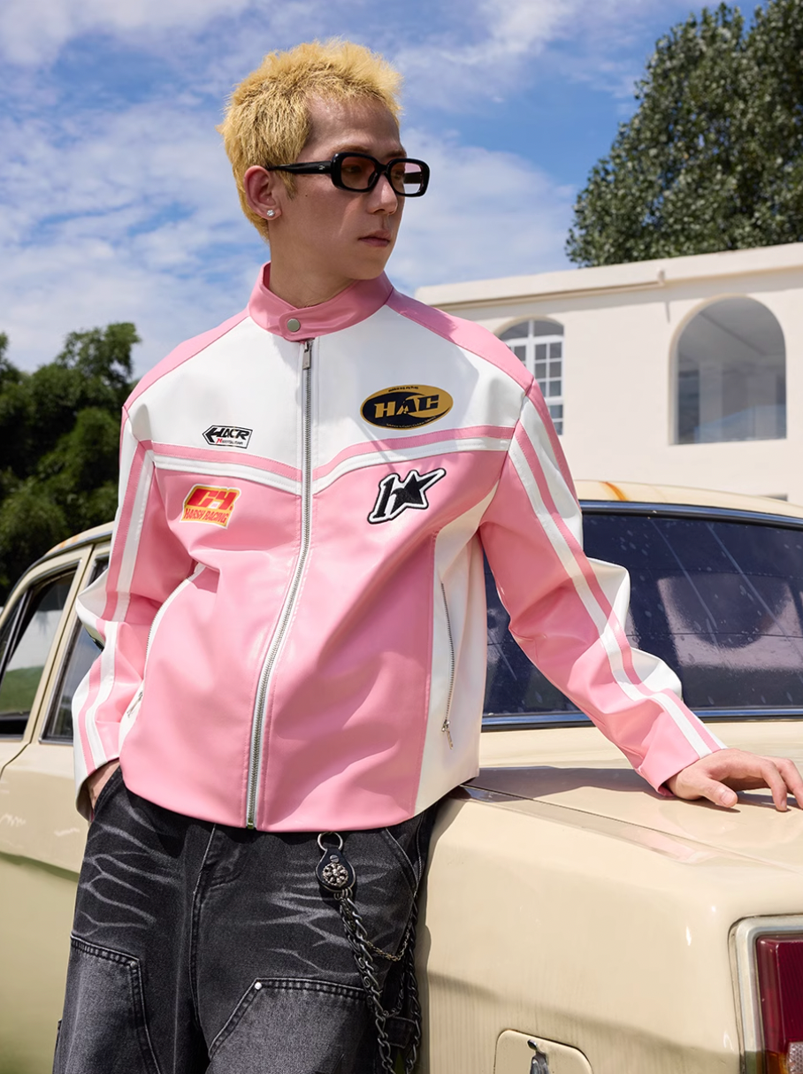 Harsh and Cruel Barbie Pink Embroidered Racing Jacket