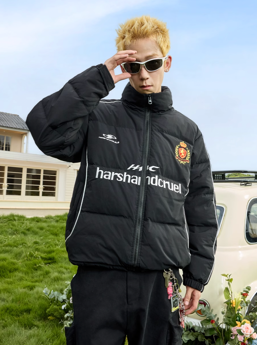 Harsh and Cruel Football Club Embroidered Down Jacket