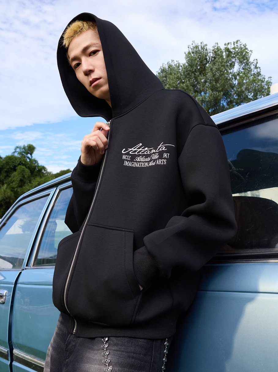 Harsh and Cruel Signature Pearl Embroidered Zip Up Hoodie