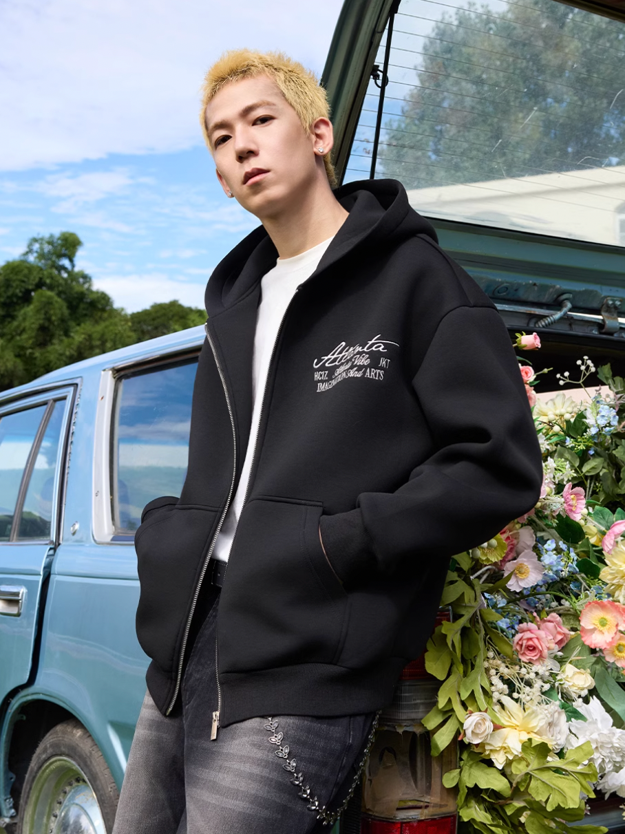 Harsh and Cruel Signature Pearl Embroidered Zip Up Hoodie