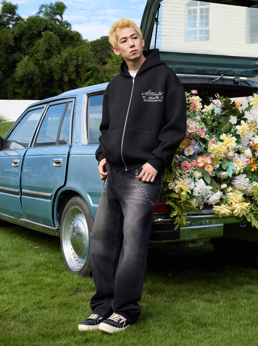 Harsh and Cruel Signature Pearl Embroidered Zip Up Hoodie