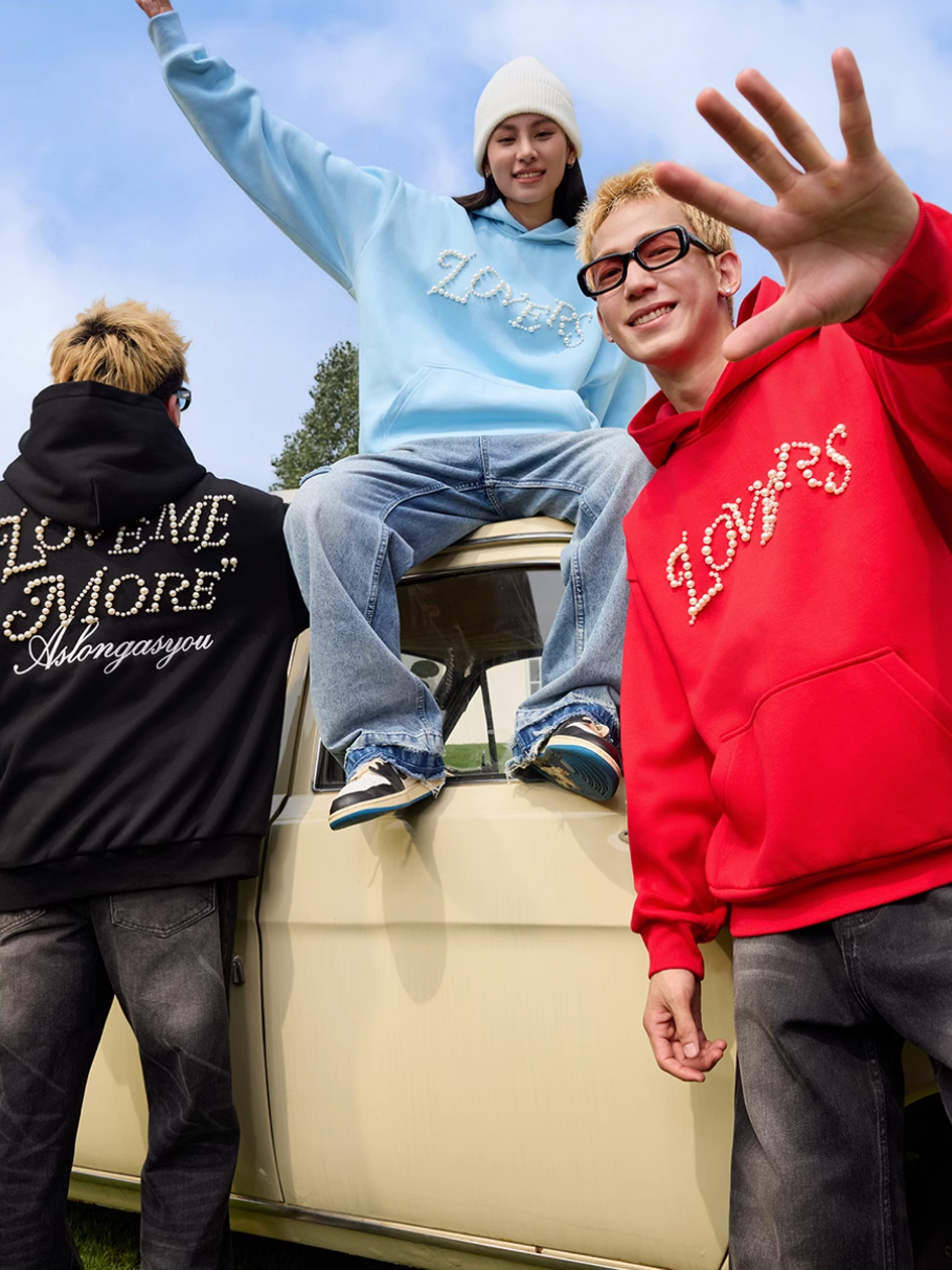 Harsh and Cruel Love Me More Pearl Embroidered Hoodie