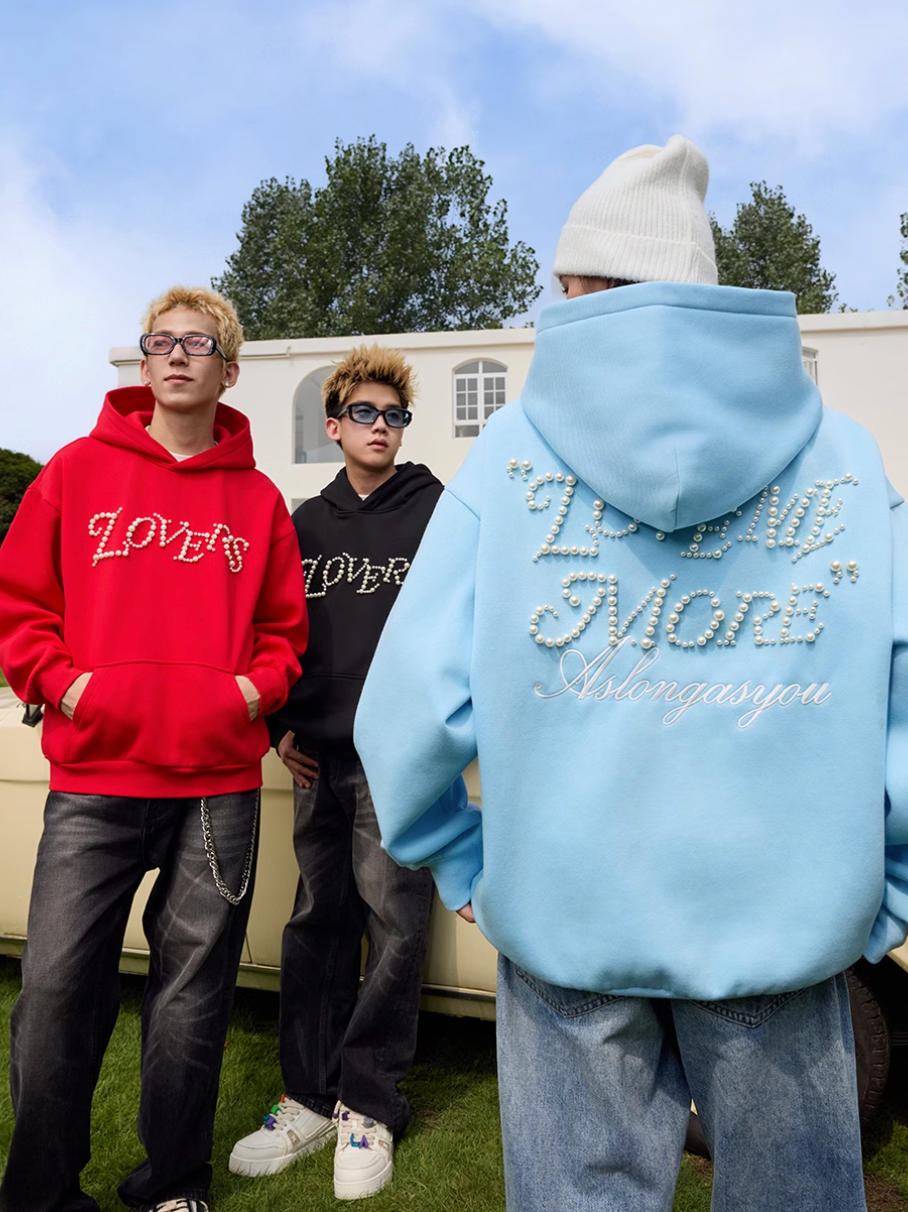 Harsh and Cruel Love Me More Pearl Embroidered Hoodie