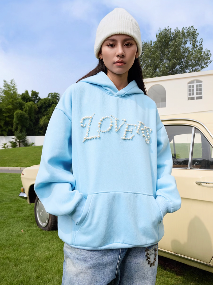 Harsh and Cruel Love Me More Pearl Embroidered Hoodie
