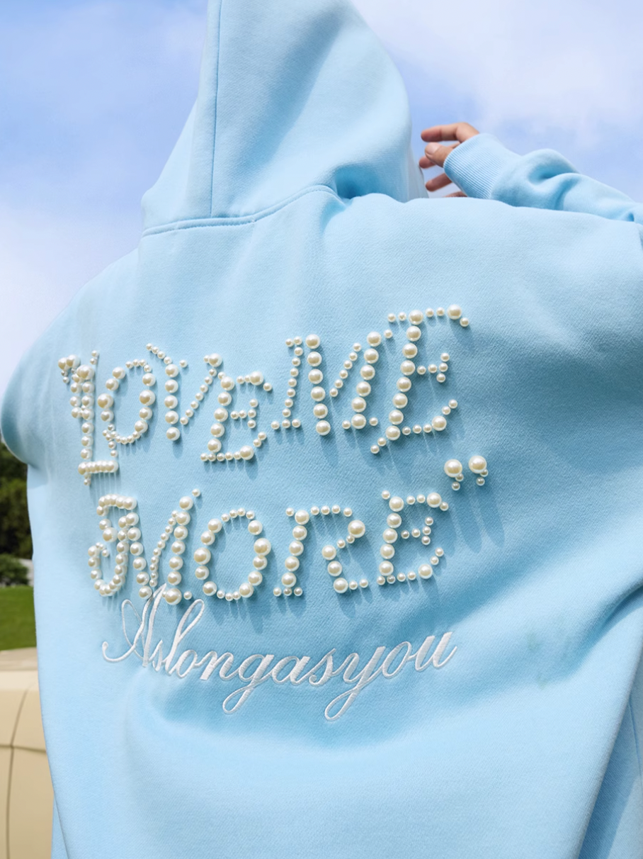 Harsh and Cruel Love Me More Pearl Embroidered Hoodie