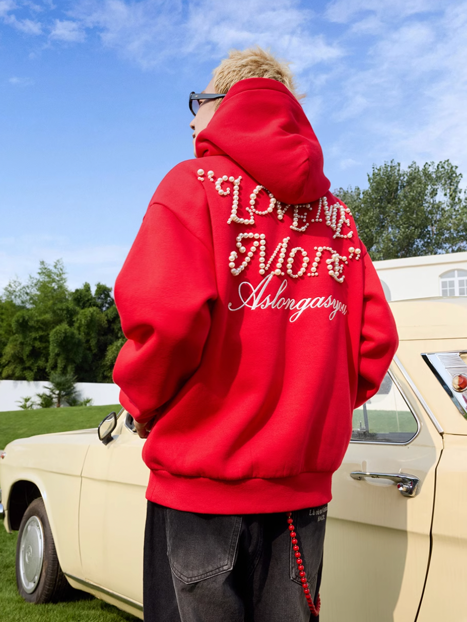 Harsh and Cruel Love Me More Pearl Embroidered Hoodie