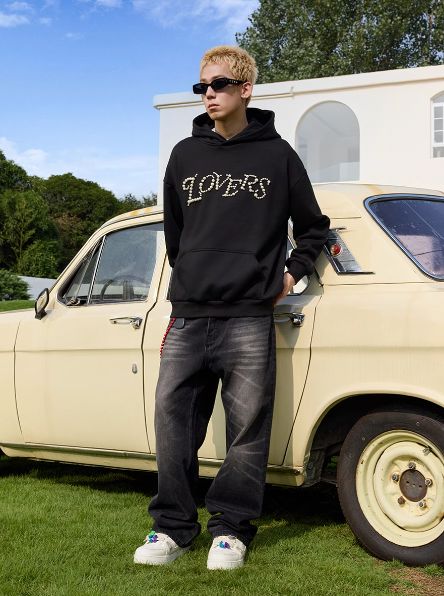 Harsh and Cruel Love Me More Pearl Embroidered Hoodie