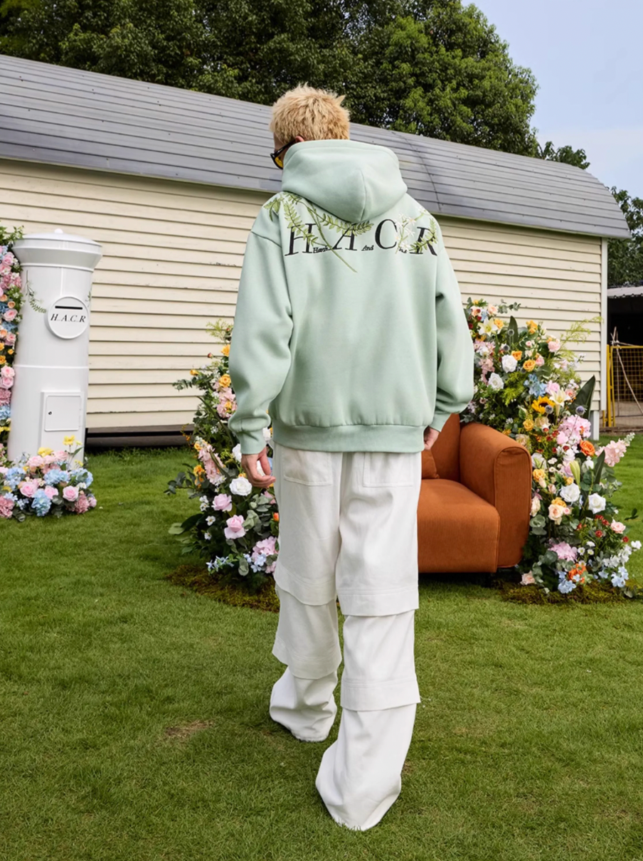 Harsh and Cruel Floral Garland Embroidered Text HACR Hoodie