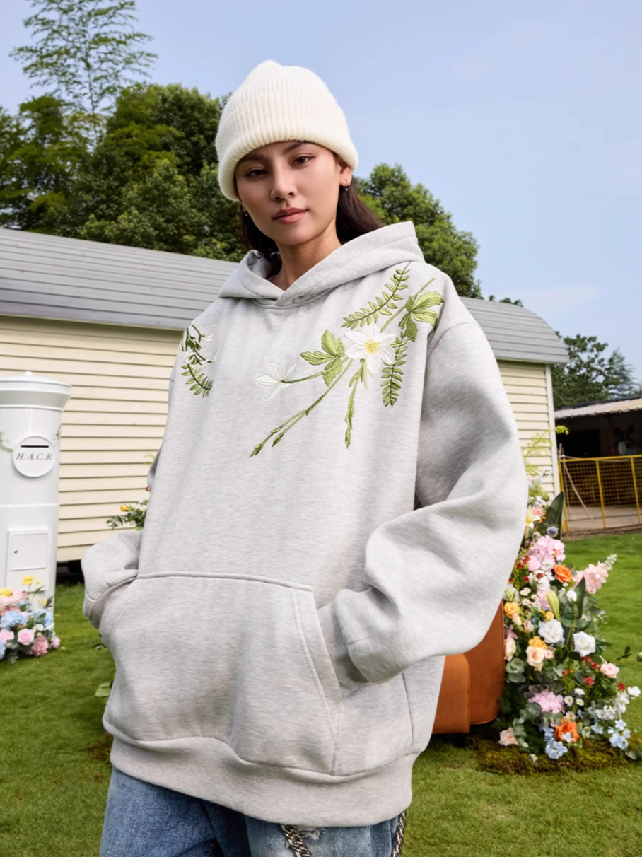 Harsh and Cruel Floral Garland Embroidered Text HACR Hoodie