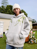 Harsh and Cruel Floral Garland Embroidered Text HACR Hoodie