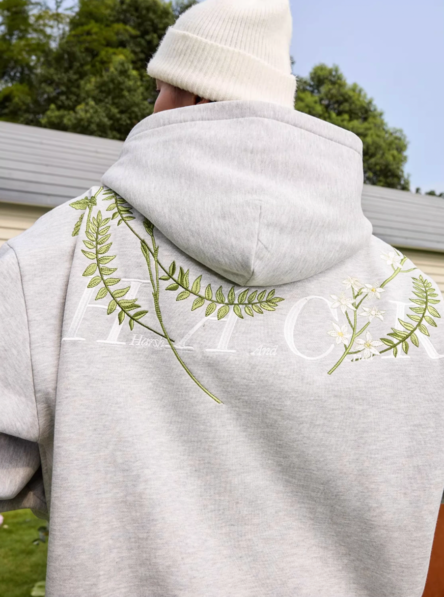 Harsh and Cruel Floral Garland Embroidered Text HACR Hoodie