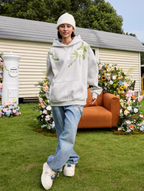 Harsh and Cruel Floral Garland Embroidered Text HACR Hoodie